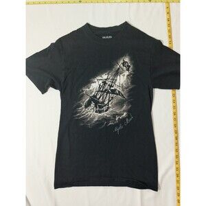 Del Sol Myrtle Beach Pirate Ship T Shirt Men’s Small Black Graphic Tee Color Cha